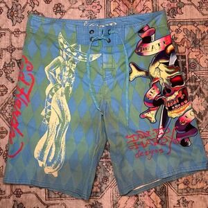 Bold Ed Hardy swim shorts